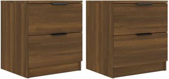 vidaXL Vidaxl - Mesitas de noche 2 uds madera contrachapada color roble marrón