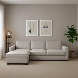 Dmora Dmora - Sof&aacute; Fijo Dlovis, Sof&aacute; De Esquina, 100% Made In Italy, Sof&aacute; Sal&oacute;n Con, Pen&iacute;nsula De Contenedores Izquierda, Con Reposabrazos Delgados, Cm 260x