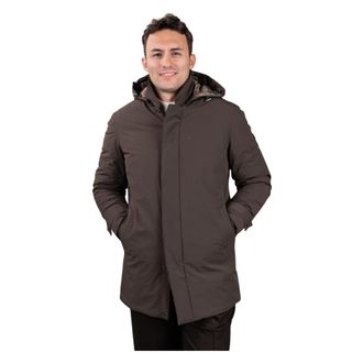 H&egrave;SKIMO Gewatteerde Trenchcoat - Heren - Dons jassen - Bruin - L - Nylon - Jassen