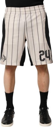 Dolce & Gabbana Mens Off White Polyester Dg Logo Sweatshorts Shorts