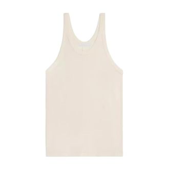 Helmut Lang Top Met Logo - Dames - Tops zonder mouwen - Wit - L - Leer - Tops