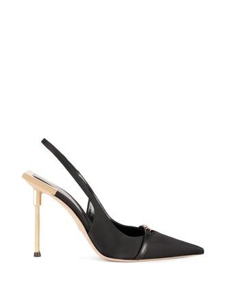 Elisabetta Franchi Satijnen slingbacks op sculpturale hakken - Zwart