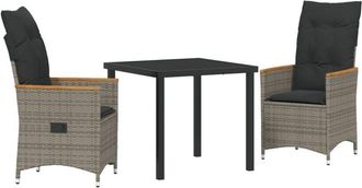 vidaXL Vidaxl - Garden Dining Set with Cushion 5 pcs Grey Poly rattan