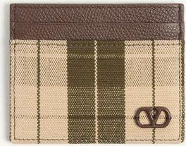 Valentino Garavani Portacarte VLogo Signature in tessuto check Uomo VERDE/BEIGE UNI