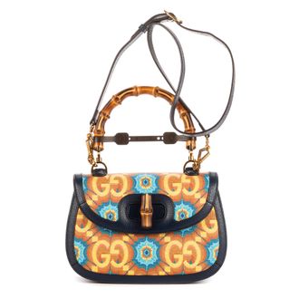 Gucci Pre-owned Womens Kaleidoscope Bamboo Medium Handbag - Blue/Navy - One Size