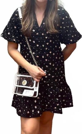 THML Clothing Puff Sleeve Sequin Dress In Black
