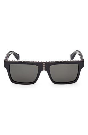 Christian Louboutin 56mm Rectangular Sunglasses in Black Gunmetal /Zeiss Smoke at Nordstrom