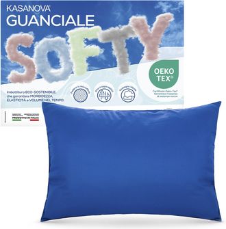 KASANOVA Cuscino guanciale fiocco memory Softy blu