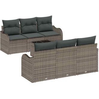 vidaXL Vidaxl - Conjunto De Sof&aacute; De Jard&iacute;n 7 Pcs Gris 55 X 55 X 37 Cm Polirat&aacute;n