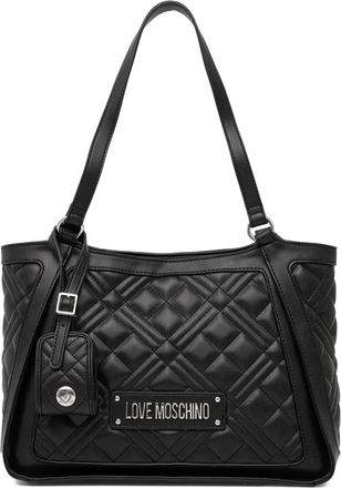 Love Moschino medium quilted logo tote bag - Black