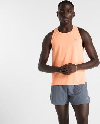 New Balance Uomo Race Day Ultra Light Singlet in Arancia, Politessuto, Taglia XL
