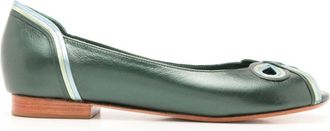 Sarah Chofakian Muniz cut-out leather ballet pumps - women - Calf Leather - 39 - Green