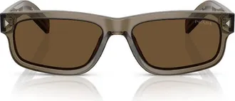 Prada Dark Brown Rectangular Mens Sunglasses PR B11S 18T70F 55