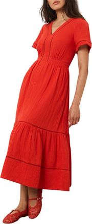Mint Velvet Cotton Cheesecloth Midi Dress in Red at Nordstrom, Size 14