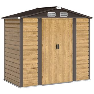 OUTSUNNY Caseta jard&iacute;n exterior 213x120x194 cm roble