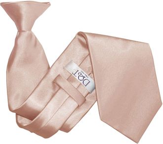 DQT Mens Plain Satin Polyester Easy to Wear Clip On Tie Made for Security Officers Business and Wedding - Mocha Brown