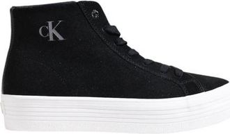 Calvin Klein Jeans Womens Platform High Top Sneaker Ck Logo - Black Leather - Size EU 40
