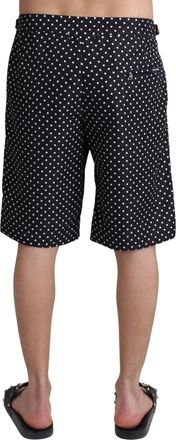 Dolce & Gabbana Mens Black Polka Dots Beachwear Shorts Swimwear Polyester