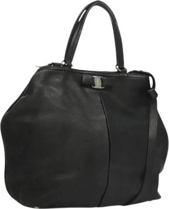 Ferragamo Pre-owned Leren Schoudertas - Dames - Vintage Handtas - Zwart - ONE Size - Leer - Vintage