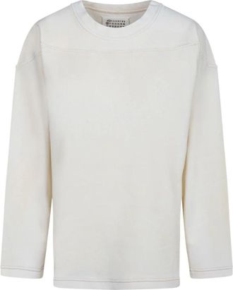 Maison Margiela Sweatshirt met ronde hals en cijfers - Dames - Ronde hals truien - Wit - M - Katoen - Truien & Vesten