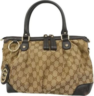 Gucci Pre-owned Handbags, female, Brown, Size: ONE SIZE Pre-owned Canvas Handbag