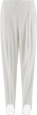 Darkpark White Tailored Pleated Polyester-Blend Formal Pants