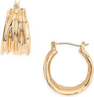 Ettika Textured Lines Hoop Earrings in Gold at Nordstrom Rack