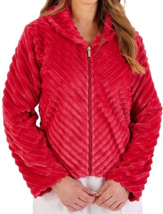 Slenderella Stripes Zip Opening Long Sleeve Bedjacket (12/14, raspberry)