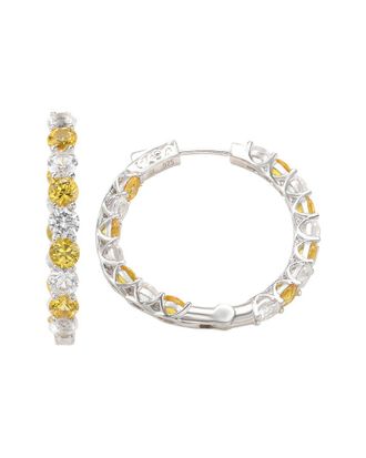 Suzy Levian Silver 0.02 Ct. Tw. Diamond & Sapphire Hoops
