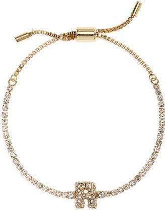 BaubleBar Initial Tennis Slider Bracelet in Gold R at Nordstrom Rack