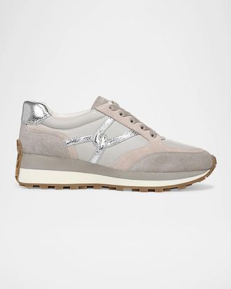 Veronica Beard Valentina Mixed Leather Retro Sneakers