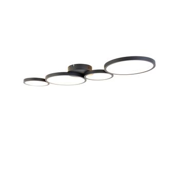 QAZQA Qazqa - Moderno Plaf&oacute;n Negro Incl. Led Regulable En 3 Pasos 4 Luces - Lupolo Aluminio /acero /pl&aacute;stico Alargada Incluye Led Max. 4 X 40 Watt