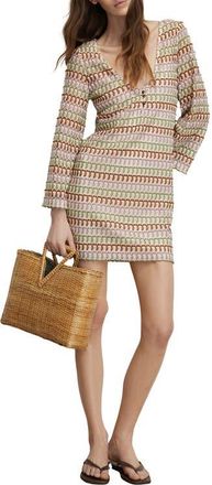 Veronica Beard Novien Embroidered Long Sleeve Minidress in Deep Ochre Dove Multi at Nordstrom, Size X-Small