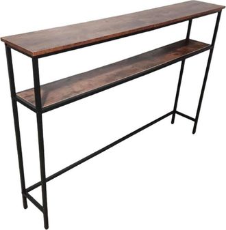 Relaxdays Relaxdays console table, HWD: 80x120x20 cm, 2 shelves, metal & MDF, narrow console, hallway, entrance, brown/black