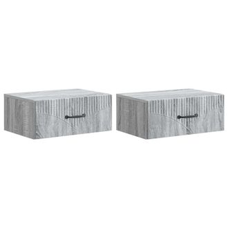 vidaXL Mesita De Noche De Pared 2 Pcs Gris Sonoma 49 X 34,5 X 20 Cm Vidaxl
