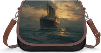 Generic Titanics Sailing Ship Sunset Womens Crossbody Bag Fashion Shoulder Handbags Message Tote Bag with Adjustable Strap