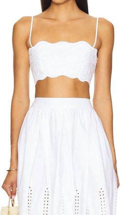 Susana Monaco Embroidered Poplin Micro String Top In Sugar