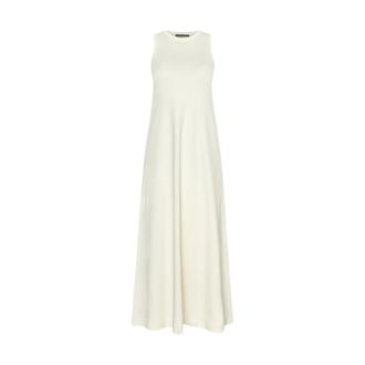 Drykorn Ecru Mouwloze A-lijn Jurk - Dames - Maxi kleedjes - Beige - XS - Katoen - Kleedjes