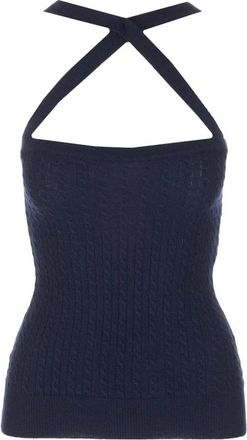 Patou Wool Sleeveless Fitted Top - Dames - Tops zonder mouwen - Blauw - S - Wol - Tops