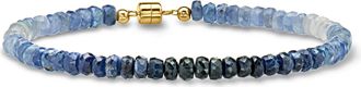 Ross-Simons White and Tonal Blue Sapphire Bead Bracelet With 14kt Yellow Gold Magnetic Clasp