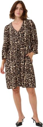 Kaffe Luipaardprint Korte Jurk - Dames - Korte kleedjes - Veelkleurig - L - Kleedjes