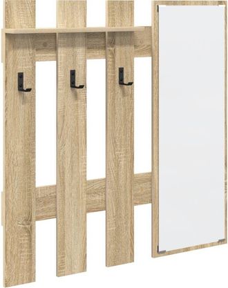 vidaXL Vidaxl - Wall-Mounted Coat Rack with Mirror Sonoma oak 100 x 10 x 100 cm