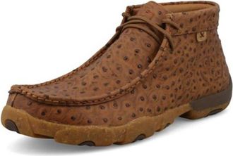 Twisted X Boots Mens Allover Ostrich Print Driving Moc Shoes In Cognac