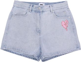 Obey Gebleekte Indigo Korte Jeansbroek - Dames - Denim shorts - Blauw - W27 - Katoen - Korte Broeken
