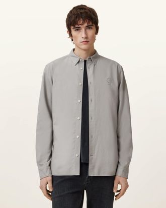 AllSaints Mens Cotton Haven Long Sleeve Shirt, Size: XS
