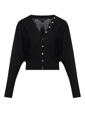 AllSaints snap button-detailed cardigan - women - Wool - L - Black