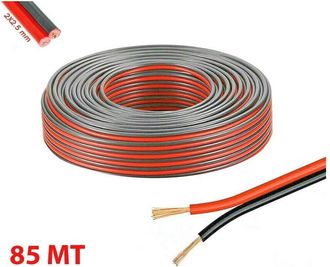 Trade Shop Trade Shop - Cable De Audio Bipolar De Skein 85mt Para Plantas Est&eacute;reo, Altavoces Rojos Y Negros 2x2.5 Mm