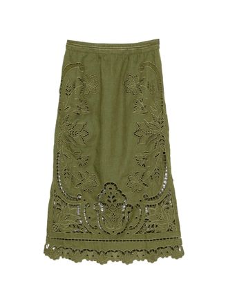 Farm Rio Majestic Garden Green Richelieu Skirt