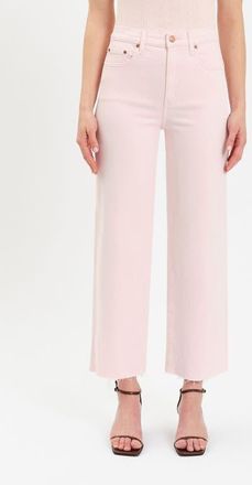 Daze Pleaser High Waist Raw Hem Crop Jeans in Think Pink at Nordstrom, Size 24