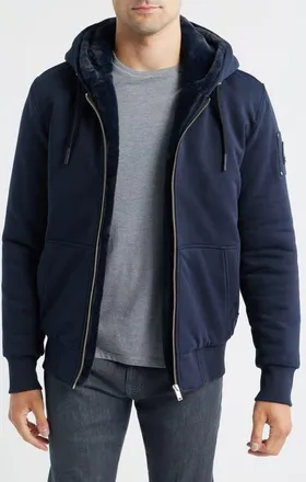 Moose Knuckles Classic Bunny Fleece Jacket with Removable Faux Fur Lining in Navy/navy at Nordstrom, Size Xx-Large